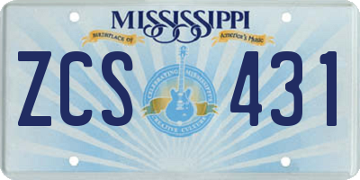 MS license plate ZCS431