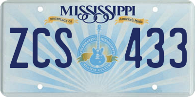 MS license plate ZCS433
