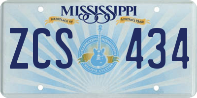 MS license plate ZCS434