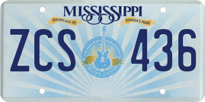 MS license plate ZCS436