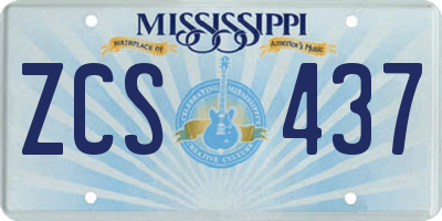 MS license plate ZCS437