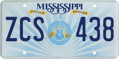 MS license plate ZCS438