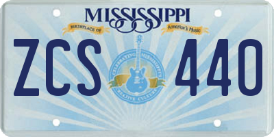 MS license plate ZCS440