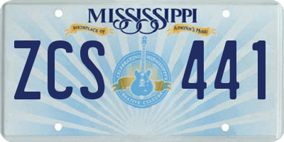MS license plate ZCS441