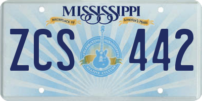 MS license plate ZCS442