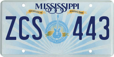 MS license plate ZCS443
