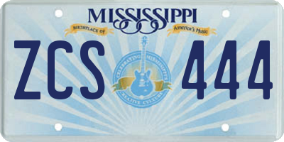 MS license plate ZCS444