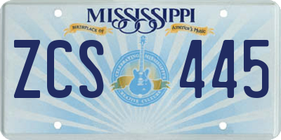 MS license plate ZCS445