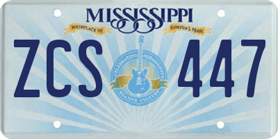 MS license plate ZCS447