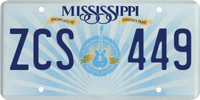 MS license plate ZCS449
