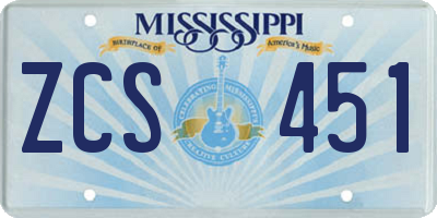 MS license plate ZCS451