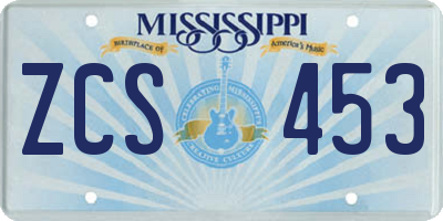 MS license plate ZCS453