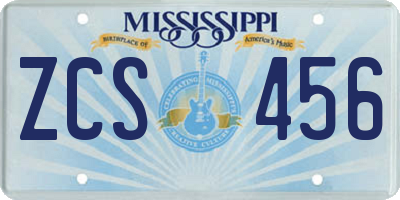 MS license plate ZCS456