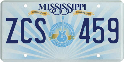 MS license plate ZCS459