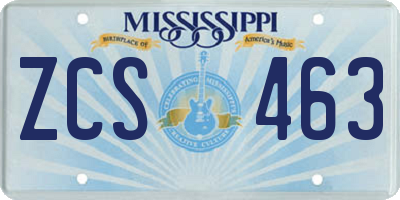 MS license plate ZCS463