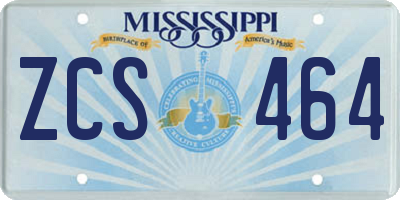 MS license plate ZCS464