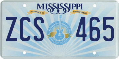 MS license plate ZCS465