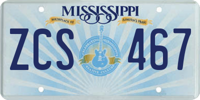 MS license plate ZCS467