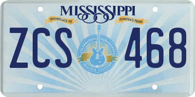 MS license plate ZCS468