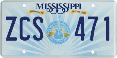 MS license plate ZCS471