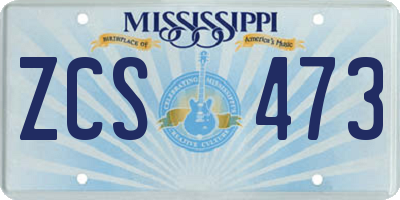 MS license plate ZCS473