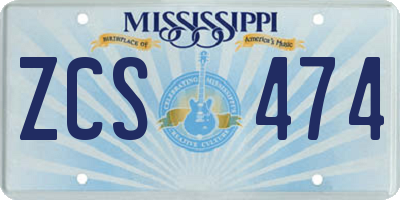 MS license plate ZCS474