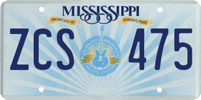MS license plate ZCS475