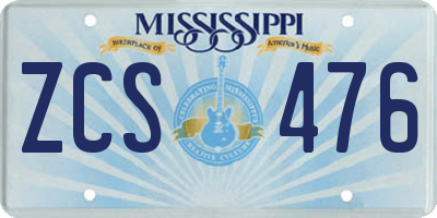 MS license plate ZCS476