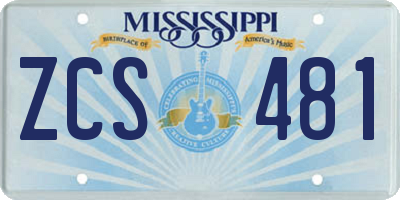 MS license plate ZCS481