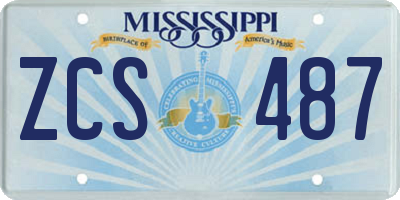 MS license plate ZCS487