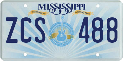 MS license plate ZCS488
