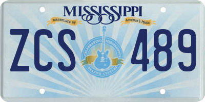 MS license plate ZCS489