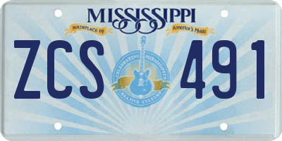 MS license plate ZCS491