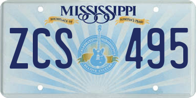 MS license plate ZCS495