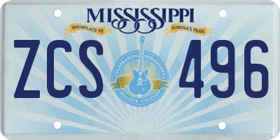 MS license plate ZCS496