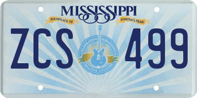 MS license plate ZCS499
