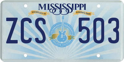 MS license plate ZCS503