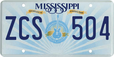 MS license plate ZCS504