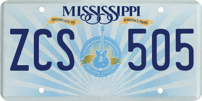 MS license plate ZCS505