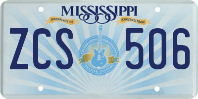 MS license plate ZCS506