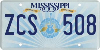 MS license plate ZCS508