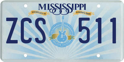 MS license plate ZCS511