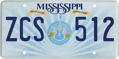 MS license plate ZCS512