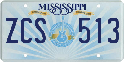 MS license plate ZCS513