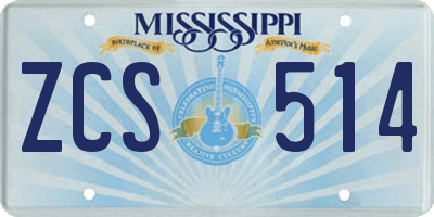 MS license plate ZCS514