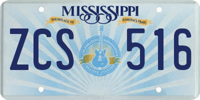 MS license plate ZCS516