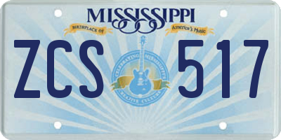 MS license plate ZCS517