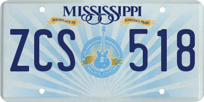 MS license plate ZCS518