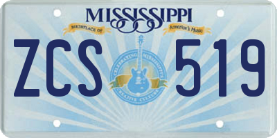 MS license plate ZCS519