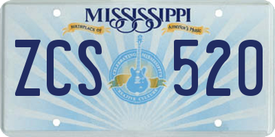 MS license plate ZCS520